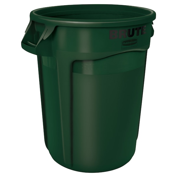 Rubbermaid Commercial BRUTE Trash Can, Round, 55 gal Capacity, 26 1/2 in W, 33 in H, Green FG265500DGRN - main