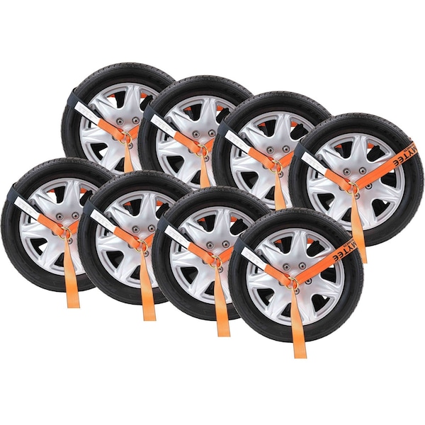 Mytee Products 2 in x 12 ft Winch Lasso Strap w/ inO in Ring, High Abrasion Orange, Cordura Sleeve, 3333 lbs, 8PK WS212O-HAx8 - main