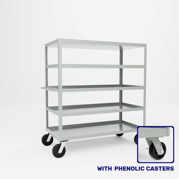 Pucel Five Shelf Extra Heavy Duty Stock Cart, 30 in W x 68 in H x 60 in D, Gray H-3060-P - main