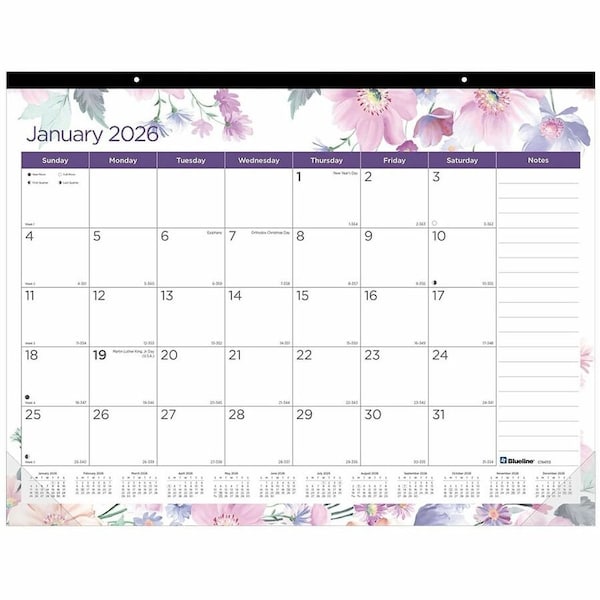 Rediform Blueline, PASSION MONTHLY DESKPAD CALENDAR, CHIPBOARD BACK, FLORAL DESIGN, 22 X 17, 2021 C194113 - main
