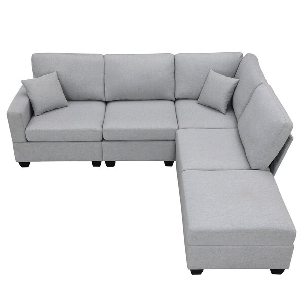 Homeroots 60" Gray Fabric Modular Sleeper Sofa With Ottoman 568282 - main