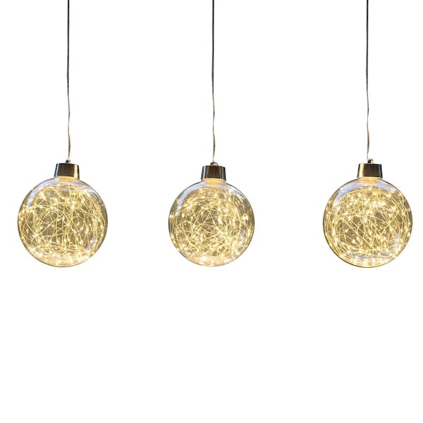 Celebrations LED Warm White Globe Ornament 6 in. Hanging Decor 23-14000A - main