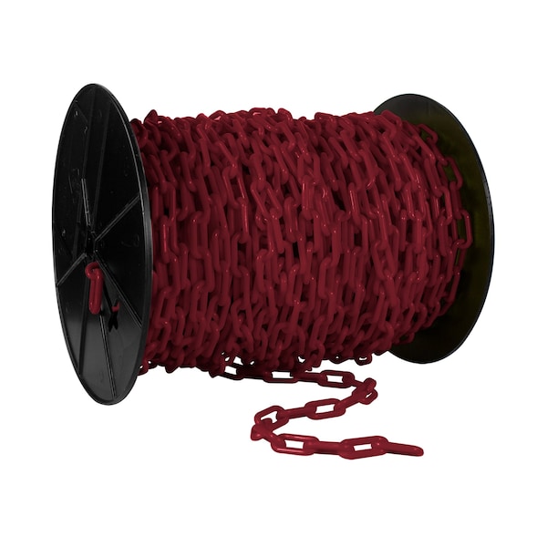 Mr. Chain 1.5" x 200' Crimson Plastic Safety Chain - Reel 30158 - main