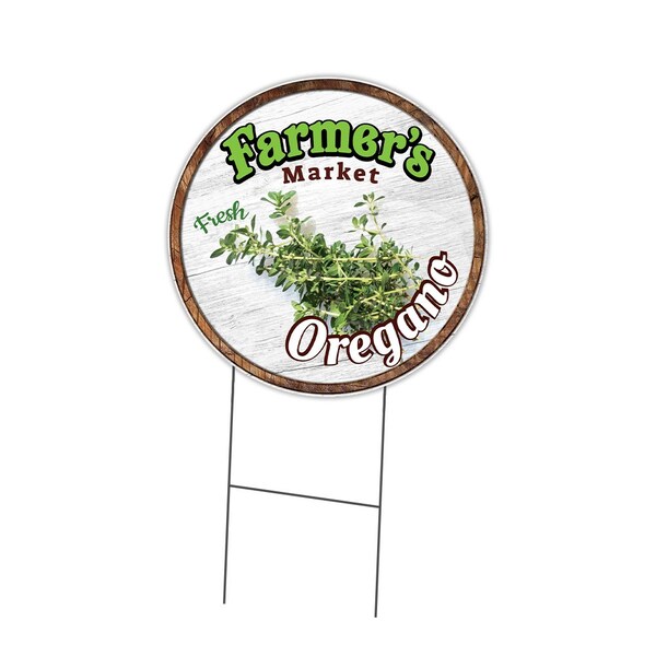Signmission Farmers Market Oregano Double Sided Corrugated Plastic Circle Yard Sign, C-16-CIR-DS-WS-Oregano C-16-CIR-DS-WS-Oregano - main