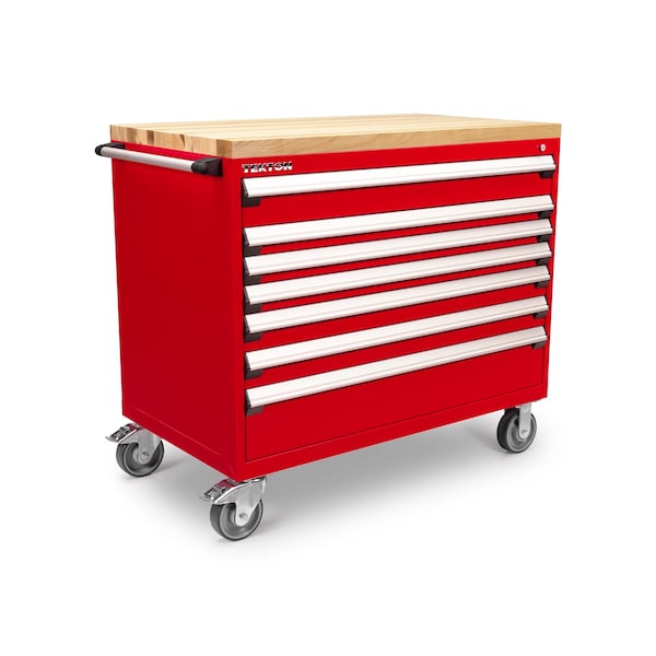 Tekton Rolling Tool Cabinet, 7 Drawer, Red, Steel, 48 in W x 27 in D x 41-1/2 in H OCL43200LWT - main