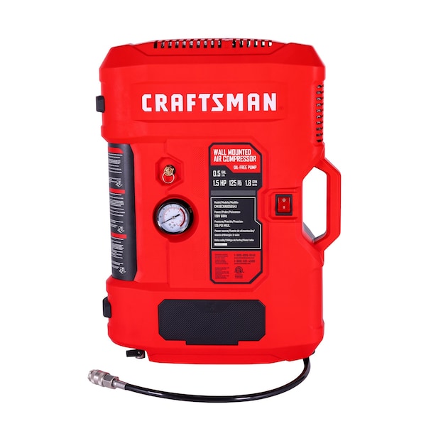 Craftsman Wall-Mount Air Compressor, 0.5 Gal, 125 PSI, 30 Ft. Hose Wheel CMXECXA0250541 - main