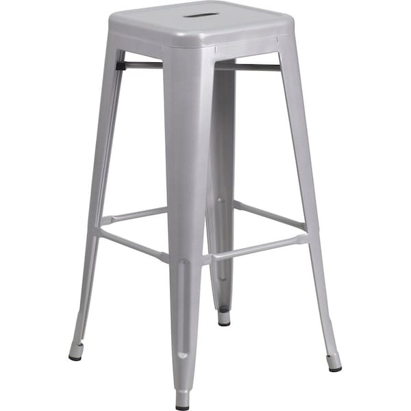 Flash Furniture 30" High No Back Silver Metal Barstool Square Seat CH-31320-30-SIL-GG - main