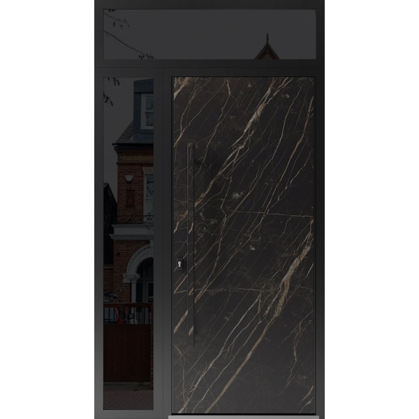 Vdomdoors Steel Door Dekton 0118 Natural Noir Side and Top Exterior Window Sidelite Entry Door Painted W36+16 DEKTON0118EXD-NOR-W36+16xH80+16-RH-I - main