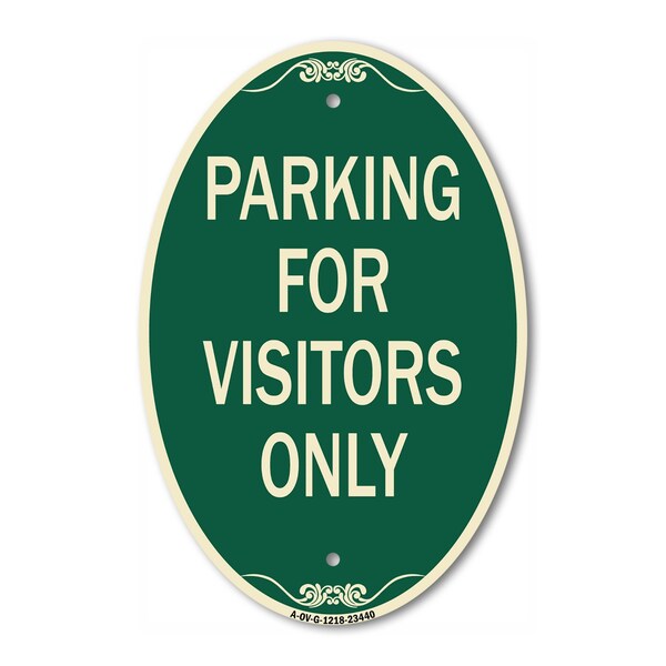 Signmission Parking for Visitors Only, 12 Inch X 18 Inch Architectural Oval, Heavy Gauge Aluminum A-OV-G-1218-23440 - main