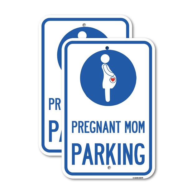 Signmission Pregnant Mom Parking With Graphic, 12'' X 18'' 2 Signs, Heavy Gauge Aluminum, 2PK A-1218-2PACK-23274 - main