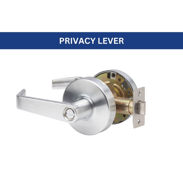 Global Door Controls GAL Series Eiffel Style Heavy-Duty Residential Cylindrical Lever, Grade 2 Privacy in Brushed Chrome GAL-1140L-R-626 - main