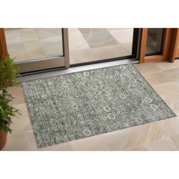 Homeroots 3' X 5' Cream and Tan Floral Washable Non Skid Indoor Outdoor Area Rug 564323 - main