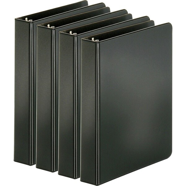 Business Source Basic Round Ring Binders, Black, 4PK BSN28523BD - main