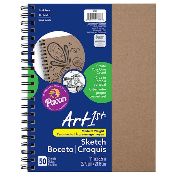 Pacon Sketch Diary Natural Chipboard Covers - 11 x 8.5 in. - 3 Each PAC4777-3 - main