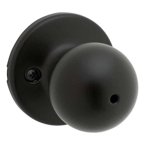 Kwikset Privacy Door Lock, Polo, Traditional Design, Knob Handle, Matte Black, Metal, Turn-Piece 300P 514 CP - main