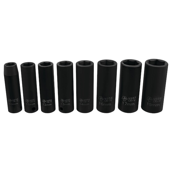 Performance Tool 8 pc. Met DW Impact Socket Set, Deep Wall, Chrome Vanadium, Laser Etching M595DB - main