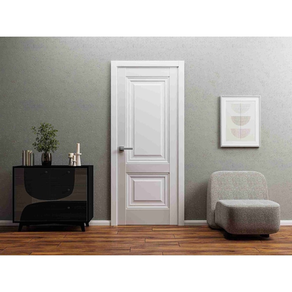 Sartodoors Solid French Door 18 x 80in, Lucia 8831 White Silk, Single Regular Panel Frame Trims Handle LUCIA8831ID-WS-18 - main