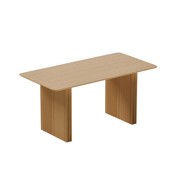 Homeroots 67" Natural Wood Double Pedestal Base Dining Table 713569 - main