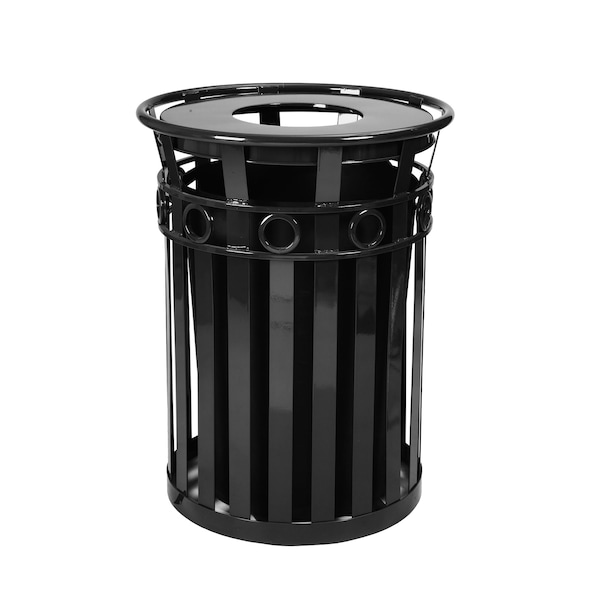Witt Industries Black Decorative, Outdoor Waste Receptacle with Flat Top M3600-R-FT-BK - main