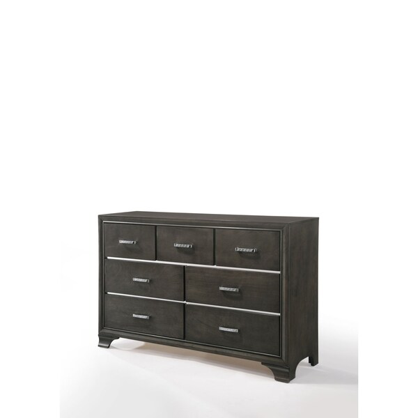 Homeroots 58" Gray Solid and Manufactured Wood Seven Drawer Triple Dresser 490475 - main