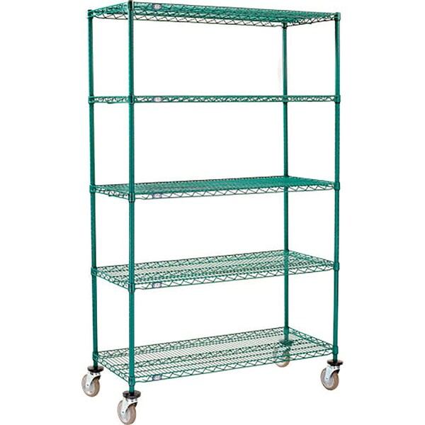 Global Industrial Nexel 5 Shelf Truck, Poly-Green, 48"W x 21"D x 80"H, Polyurethane Swivel Casters 493821 - main