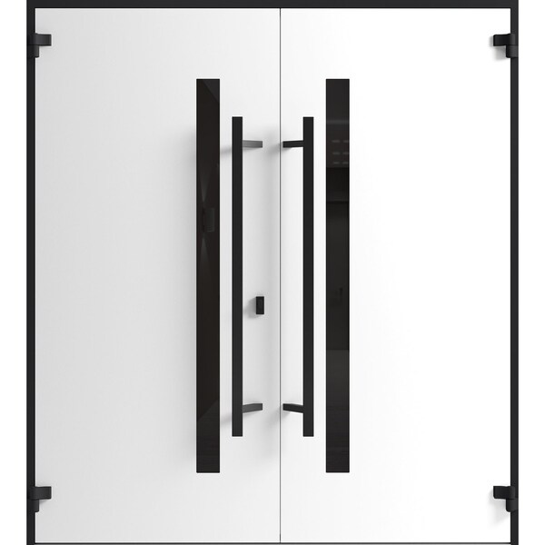 Vdomdoors Front Exterior Prehung Aluminum Double Doors Ronex0162 Red Oak Mirrored Clear Glass Entry Metal RONEX0162DEXD-RED-W72xH96-RH-I - main