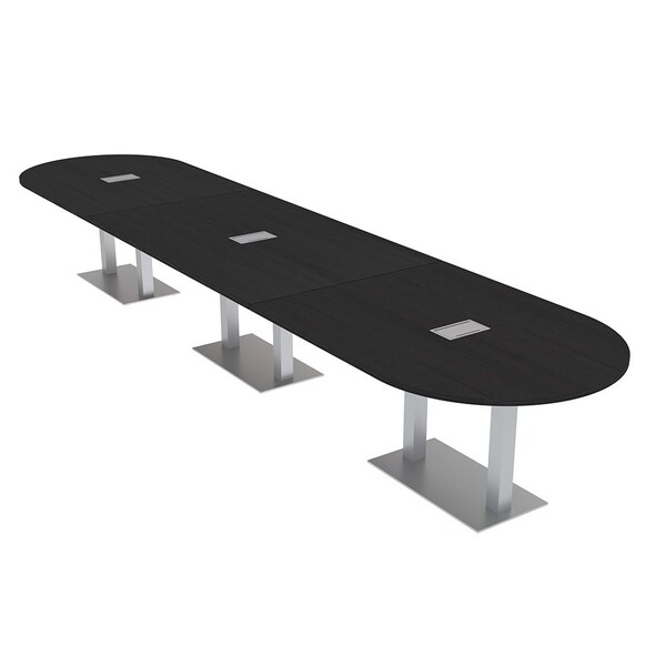 Skutchi Designs Racetrack Conference Table With Power Unit, 48 in W, 192 in L, Black HAR-RAC-48X192-DOU-U999ST19-ESIL - main