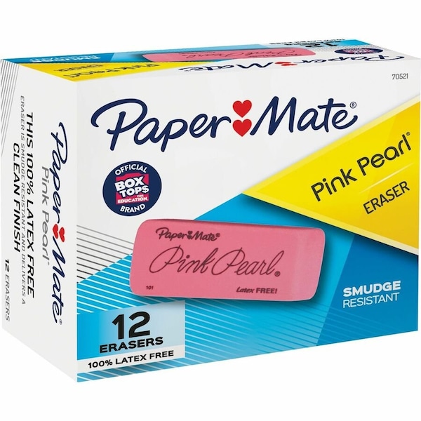 Sanford Paper Mate, PINK PEARL ERASER, RECTANGULAR, LARGE, ELASTOMER, 12PK 70521 - main