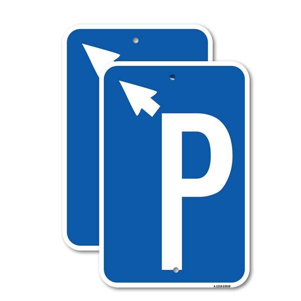 Signmission P Symbol With Up Arrow Pointing Left, 12'' X 18'' 2 Signs, Heavy Gauge Aluminum, 2PK A-1218-2PACK-23510 - main