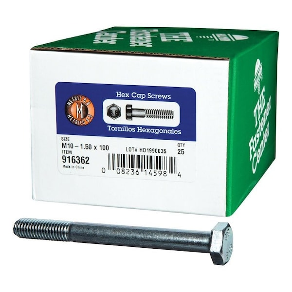 Hillman M10-1.50 mm D X 100 mm L Heat Treated Steel Hex Head Cap Screw, 25PK 916362 - main