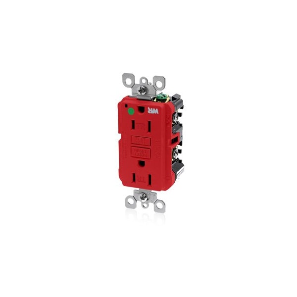 Leviton Self-Test GFCI Receptacle, Hospital Grade, 15 Amp, 125 Volt, 5-15R NEMA GFWT1-HGR - main
