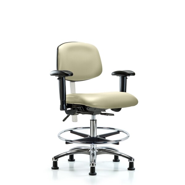 Blue Ridge Ergonomics Med Bench Chair, Vinyl, CF, Glds, Wht, CL100, 6-Way Adjustable, 22" to 29" Height, Adobe White BR-NCR-VMBCH-CR-T1-A1-CF-RG-8501 - main