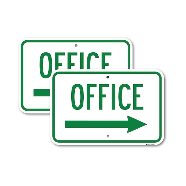 Signmission Office With Right Arrow, 18'' X 24'' 2 Signs, Heavy Gauge Aluminum, 2PK A-1824-2PACK-24916 - main