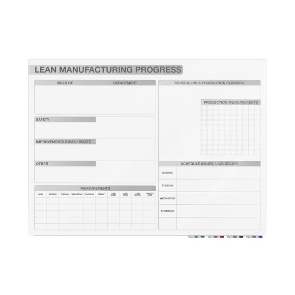 Ghent Manufacturing Aria Low Profile Glassboard, Lean Manufacturing, Magnetic, 2'H x 3'W GRPARIASM02M-23 - main