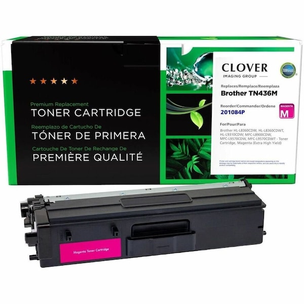 Cig Clover Imaging Remanufactured Extra High Yield Magenta Toner Cartridge for Brother TN436M 201084P - main