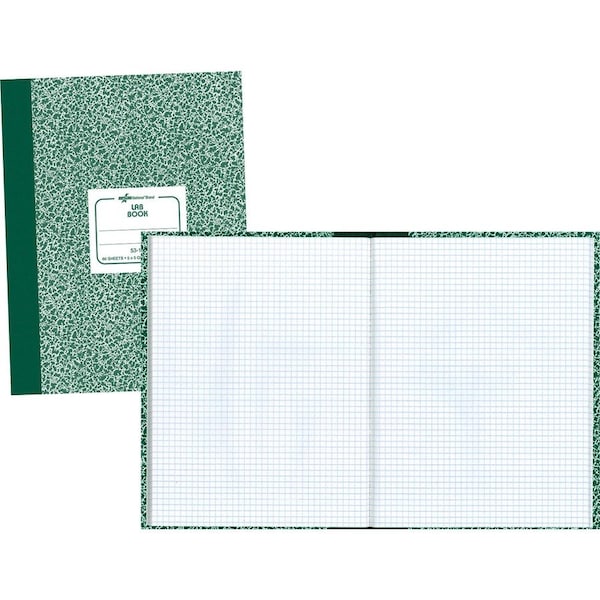 Rediform Lab Book, 5"x5" Quad, 60 Sheets, 10-1/8"x7-7/8", Green Marble Cover 53108 - main