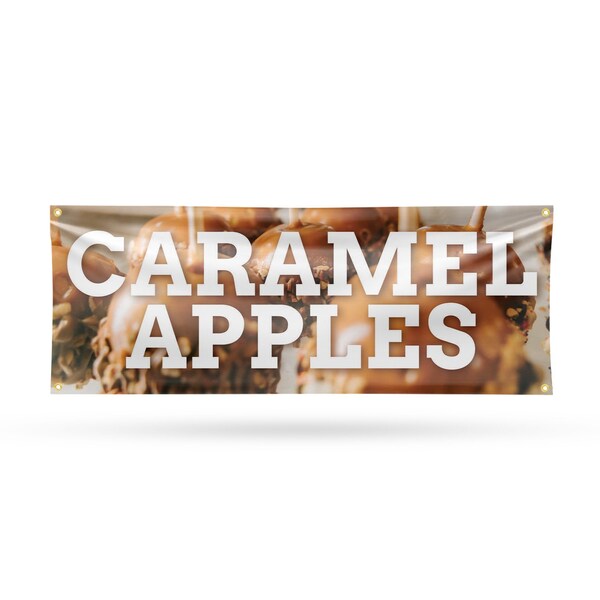 Signmission Caramel Apples, 18 Inch x 48 Inch, Vinyl Banner B-30503 - main