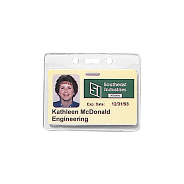 Brady Horizontal Top-Load Badge Holder - 3" x 3.68" - Vinyl - 100 Pack - Clear 1815-1000 - main