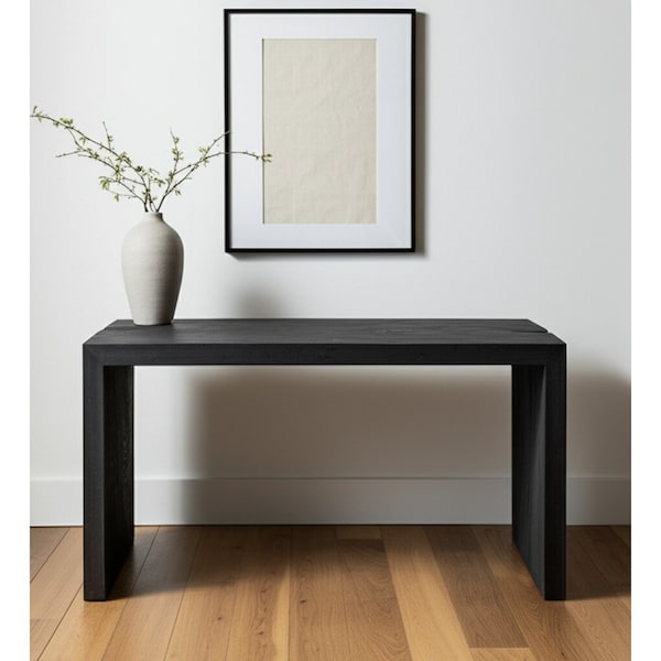 Homeroots 56" Graphite Reclaimed Wood Sled Writing Desk 608138 - main