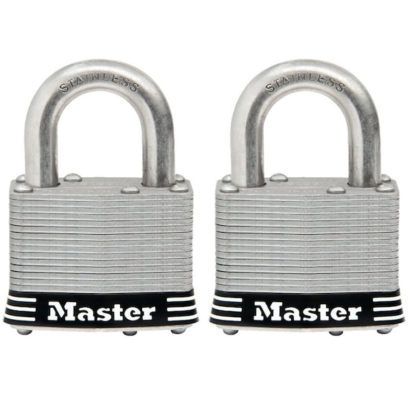 Master Lock Keyed Padlock Set, Keyed Alike Key, 3/8 in Dia Shackle, 1 in H Shackle, Stainless Steel Shackle 5SSTHC - main