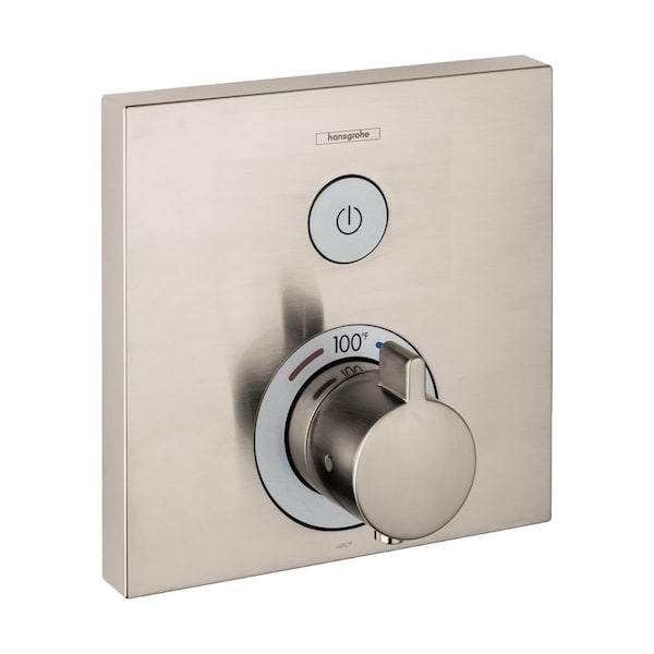 Hansgrohe ShowerSelect Thermostatic Trim for 1 Function, Square in Brushed Nickel 15762821 - main