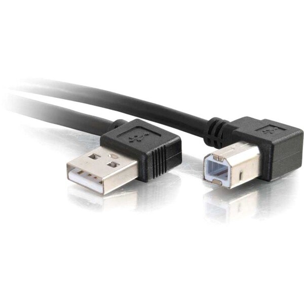 C2G 10ft Right Angle USB A to USB B Cable - USB A to B Cable - USB 2.0 - Black - M/M 28111 - main