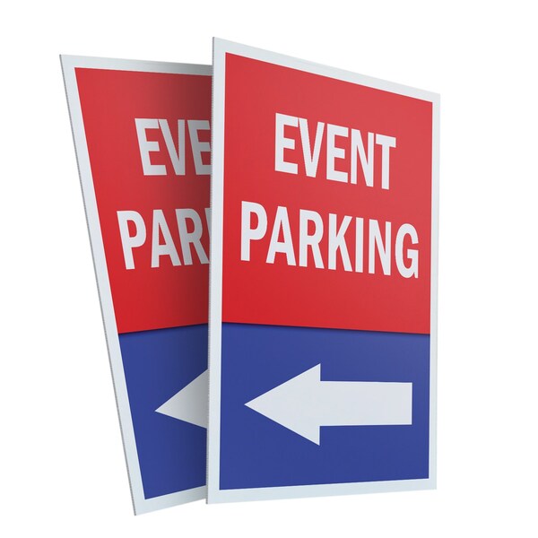 Signmission Event Parking With Arrow, Plastic Signs Only 24 Inch x 36 Inch, Corrugated Plastic, 2PK CSB-2436-2PACK-Event Parking With Arrow - main