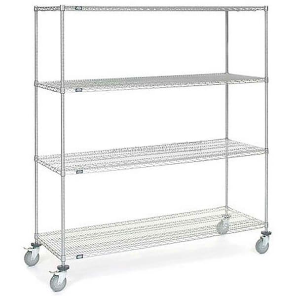 Global Industrial Nexel 4 Shelf Truck, Chrome, 36"W x 36"D x 80"H, ESD Polyurethane Casters, 4 Swivel, 2 Brake B2351945 - main