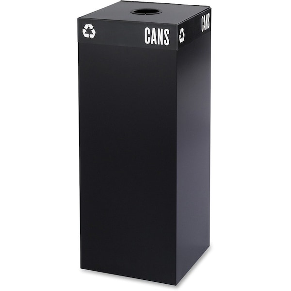 Safco 37 gal Square Recycling Bin, Open Top, Black, Steel, 1 Openings 2983BL - main