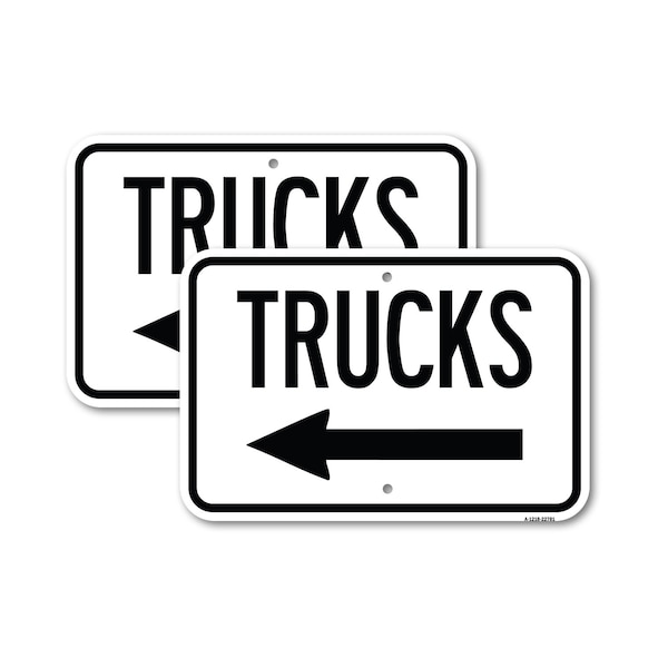 Signmission Trucks Sign Trucks With Left Arrow, 18'' X 24'' 2 Signs, Heavy Gauge Aluminum, 2PK A-1824-2PACK-22781 - main