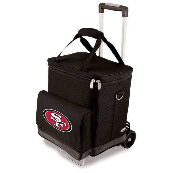 Picnic Time Family Of Brands NFL San Francisco 49ers - Cellar 6-Bottle Wine Carrier & Cooler Tote with Trolley 660-85-179-274-2 - main
