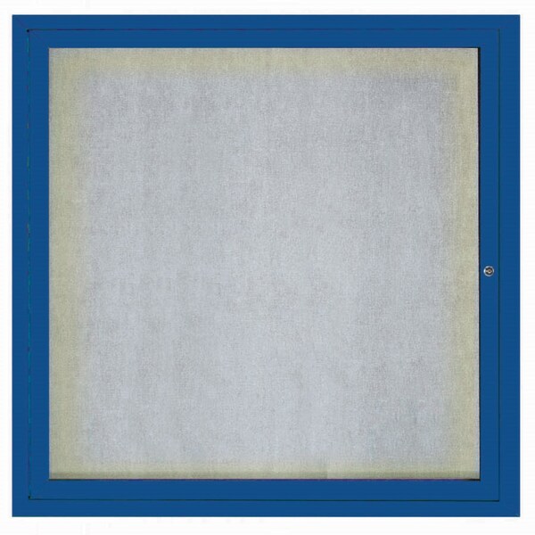 Aarco Outdoor Illuminated Enclosed Bulletin Board w/ Al Frame, Powder Coated Blue, 36''Hx36''W ODCC3636RIB - main