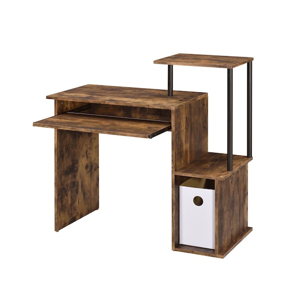 Homeroots 37" Oak and Black Wood and Metal Computer Desk 491432 - main