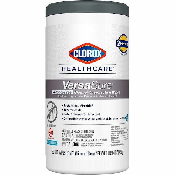 Clorox Healthcare Versasure Cleaner Disinfectant Wipes, 1-Ply, White, 150/Can, 6 Can/Ct 31758 - main